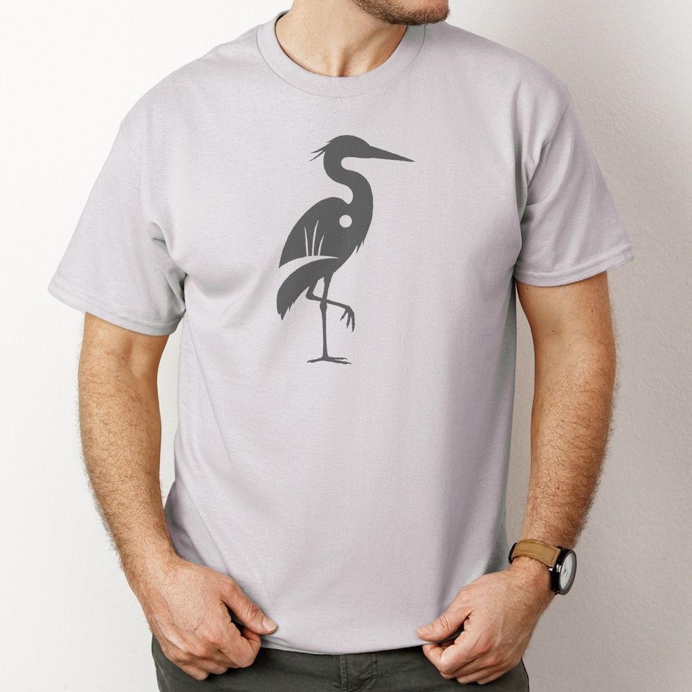 Heron Lifting One Leg in Stillness Tee